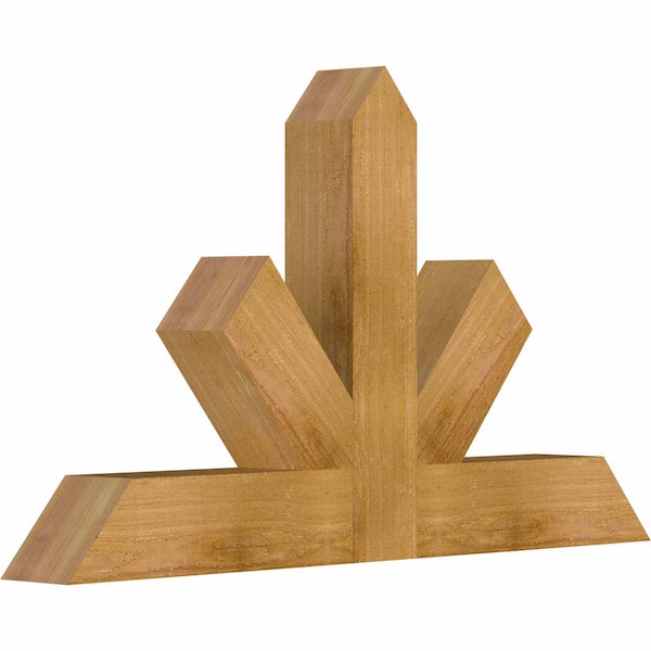 Saratoga Rough Sawn Timber Gable Bracket, Western Red Cedar, 36W X 21H X 4D X 4F, 14/12 Pitch